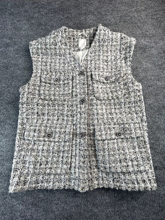 H&M Jackets & Blazers - H&M Women's Tweed Vest XS Black White Boucle Textured Sleeveless Jacket